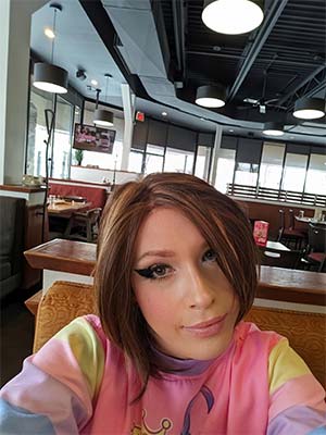 Transsexual all alone in a diner somewhere in Bentonville, AR